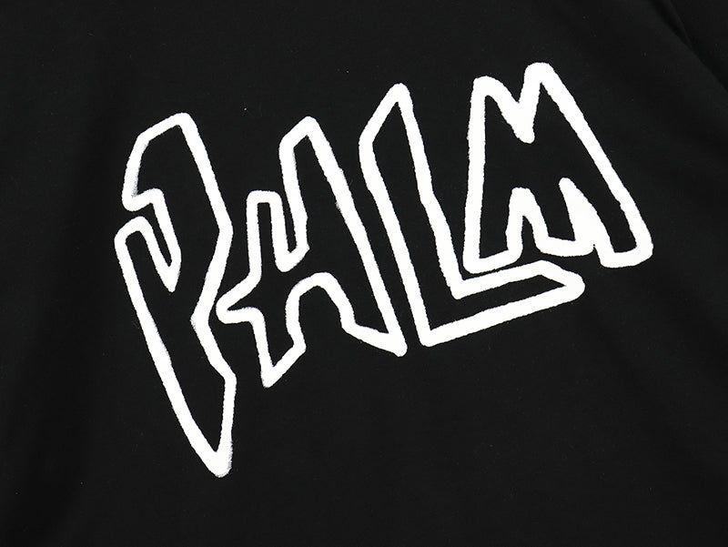 Palm Angels Garment Dye Palm Graffiti Flames Tshirt Black