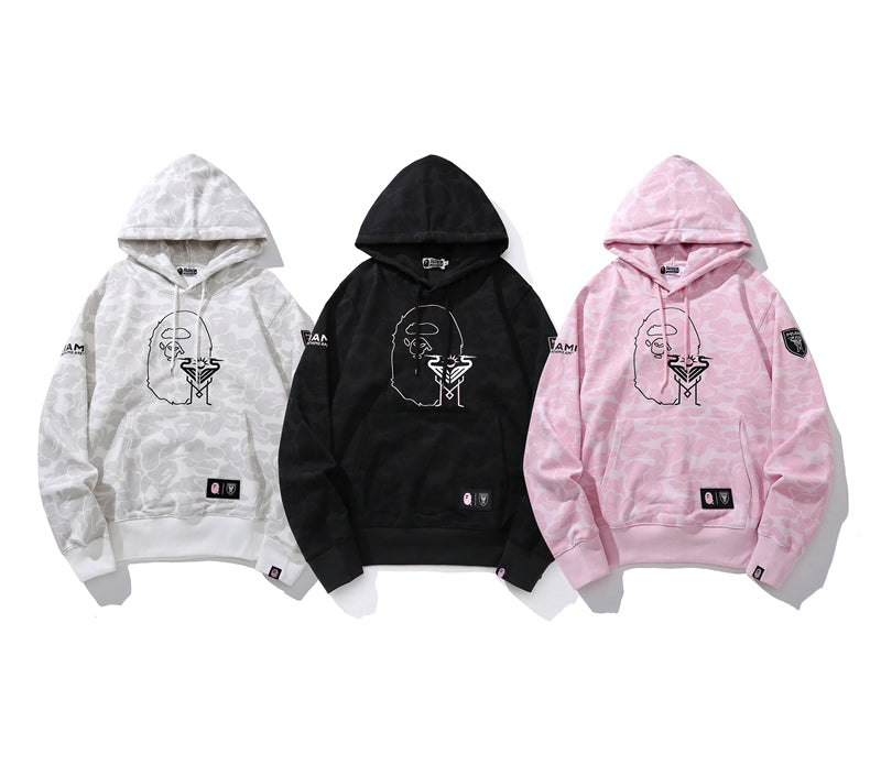 BAPE x Inter Miami CF Camo Pullover Hoodie White