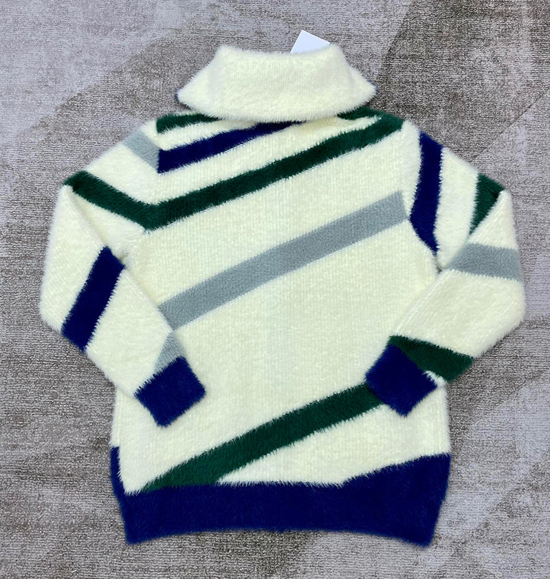 CASABLANCA Logo-Appliquéd Striped Brushed-Knit Zip-Up Cardigan - White