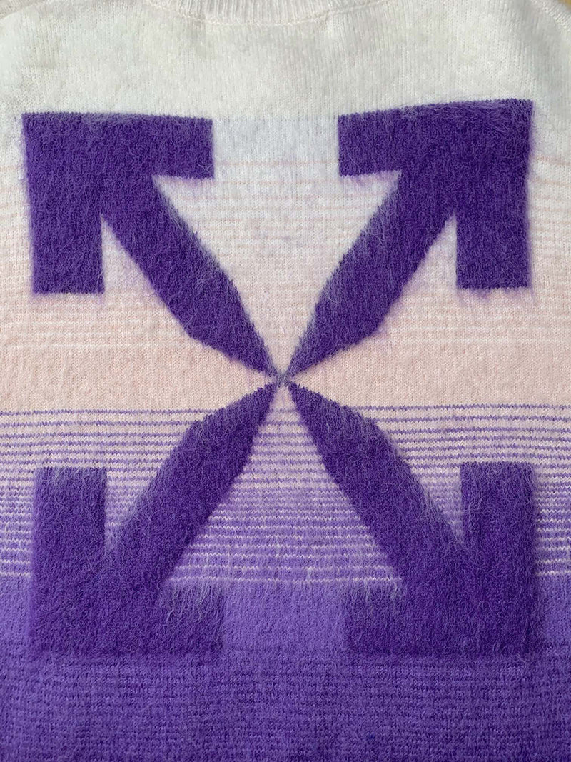 Off-White Crewneck Long-Sleeved Knitted Jumper Purple