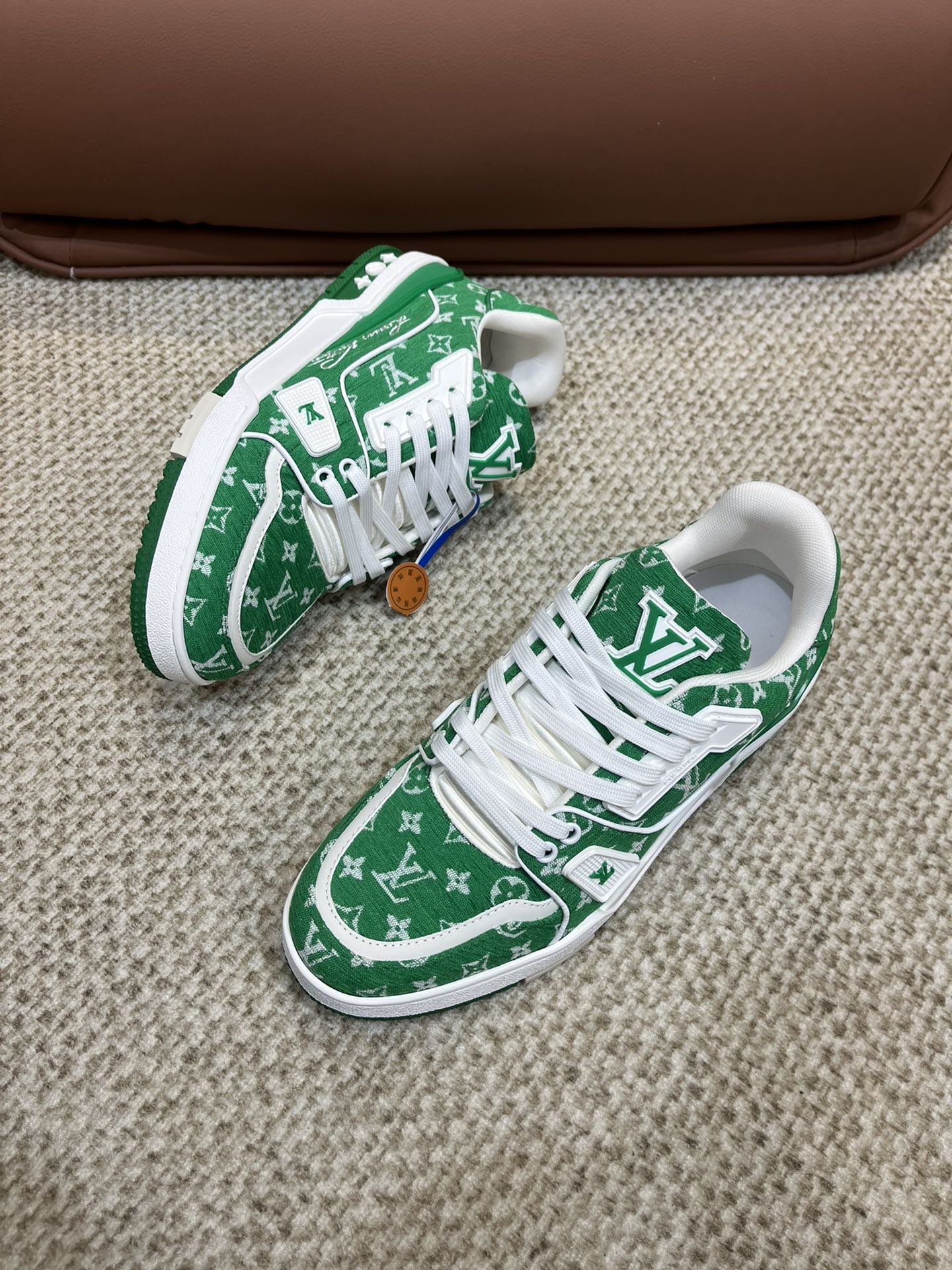 Louis Vuitton Trainer Green Monogram Textile