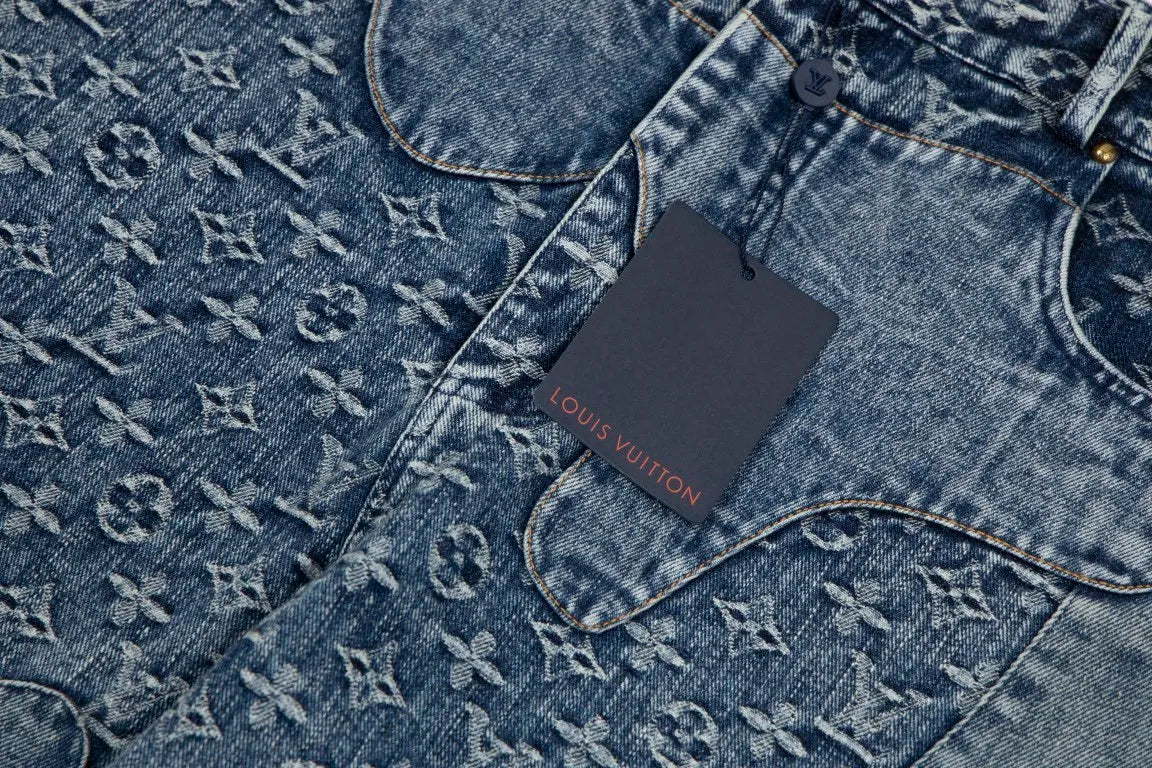 Louis Vuitton patchwork print design denim trousers 12.19