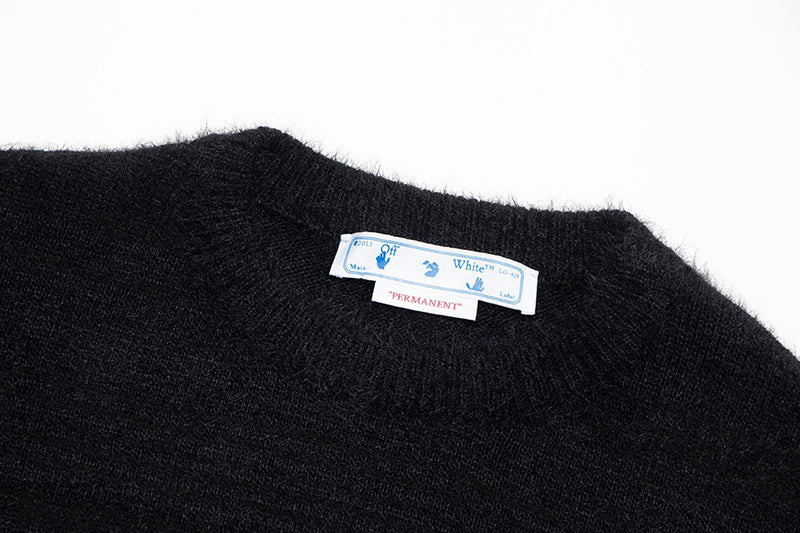 Off-White c/o Virgil Abloh Men's Black Arrow Intarsia Crew-neck Sweater