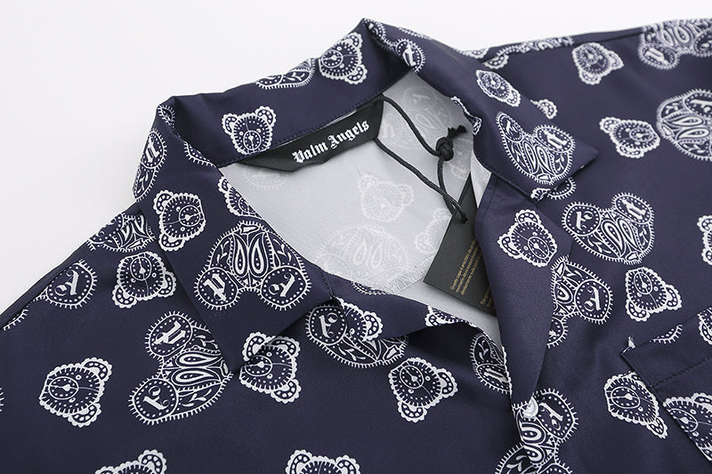 Palm Angels Teddy Bear Bowling Shirt Black