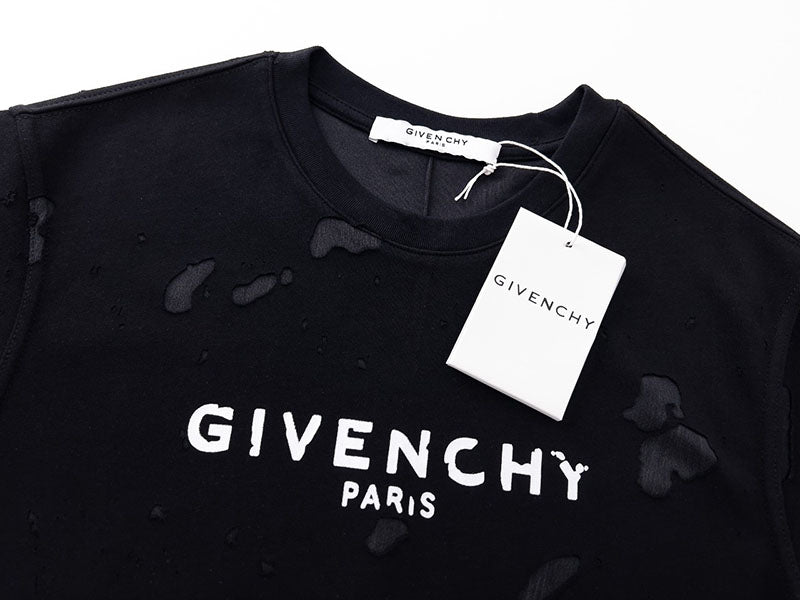 Givenchy Distressed Logo Printed Oversized T-Shirt Black