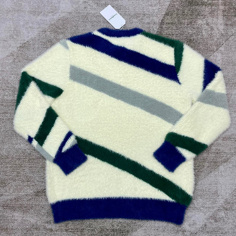 CASABLANCA Logo-Appliquéd Striped Brushed-Knit Cardigan