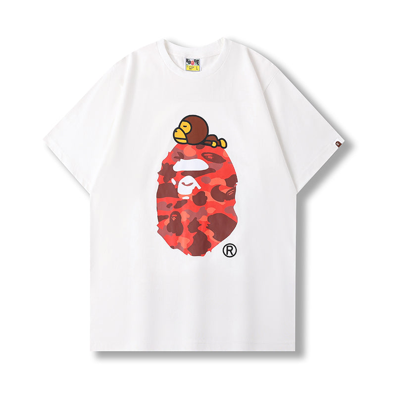 BAPE Color Camo Milo On Big Ape Tee (FW22) White Red