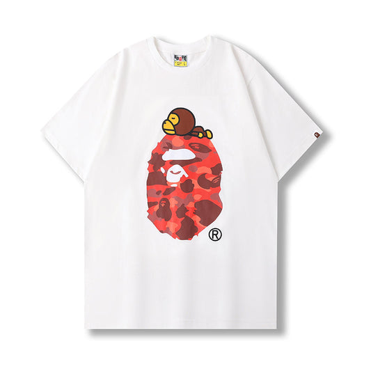 BAPE Color Camo Milo On Big Ape Tee (FW22) White Red