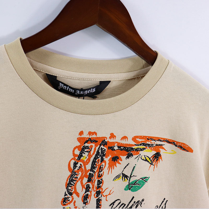 Palm Angels Upside Down Palm T Shirt Beige