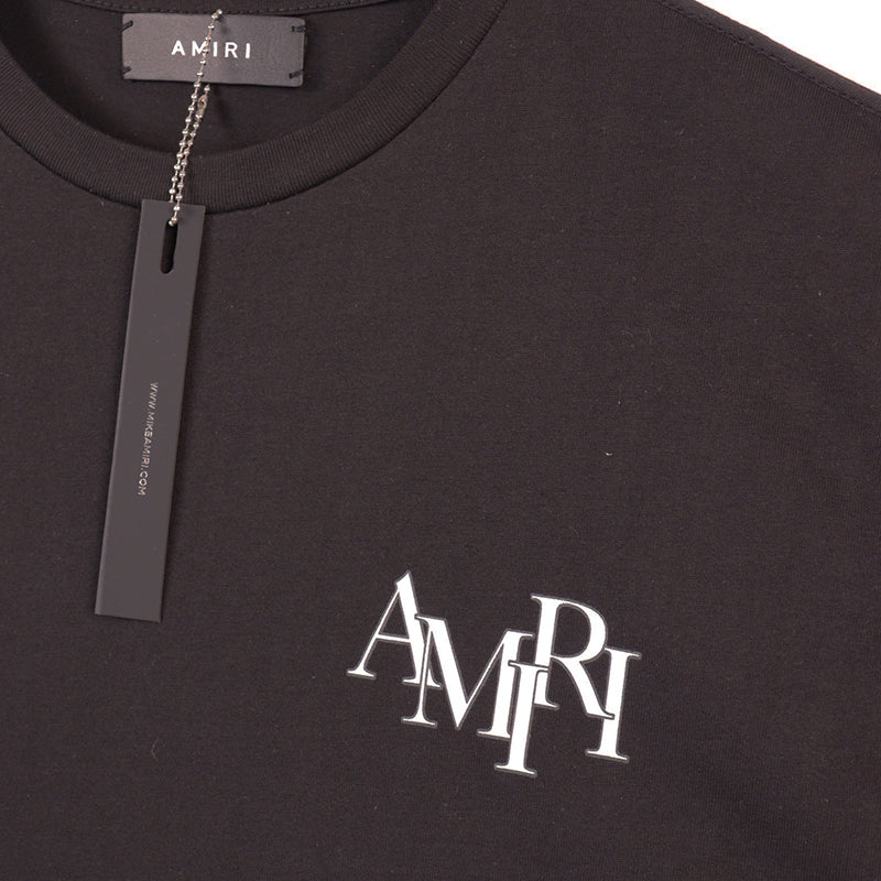 AMIRI Staggered Logo Tee Frosty Black