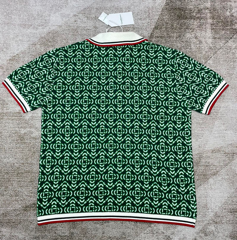 CASABLANCA Diamond Logo Jacquard Polo Shirt Green