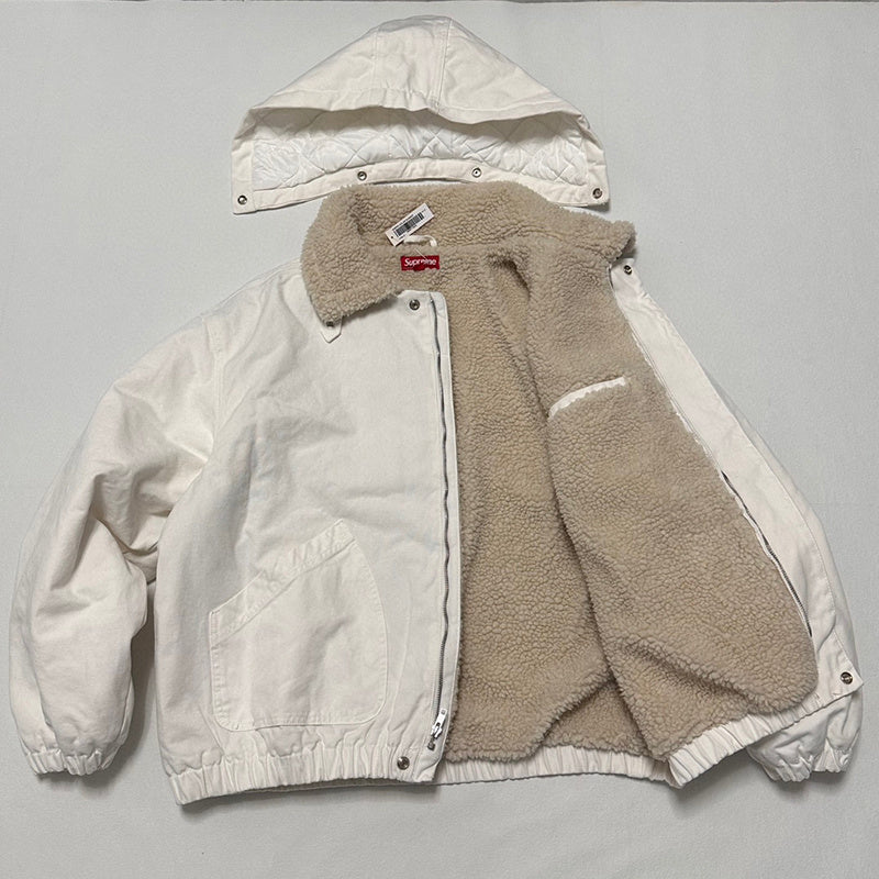 Supreme Faux Shearling Lined Bomber Jacket White