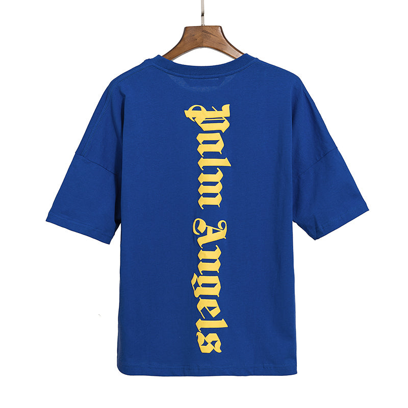 Palm Angels Vertical Logo T Shirt Blue/Yellow