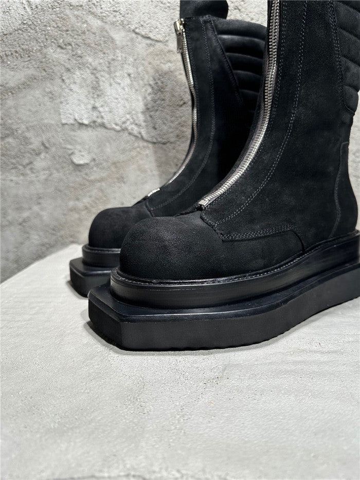 Rick Owens Black Moto Cyclops Suede Boots
