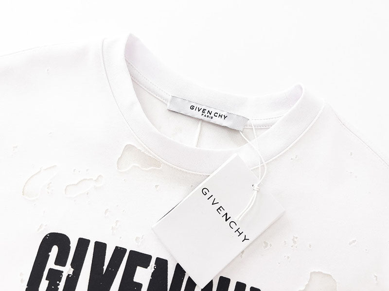 GIVENCHY Paris Distressed Logo T Shirt White/Black