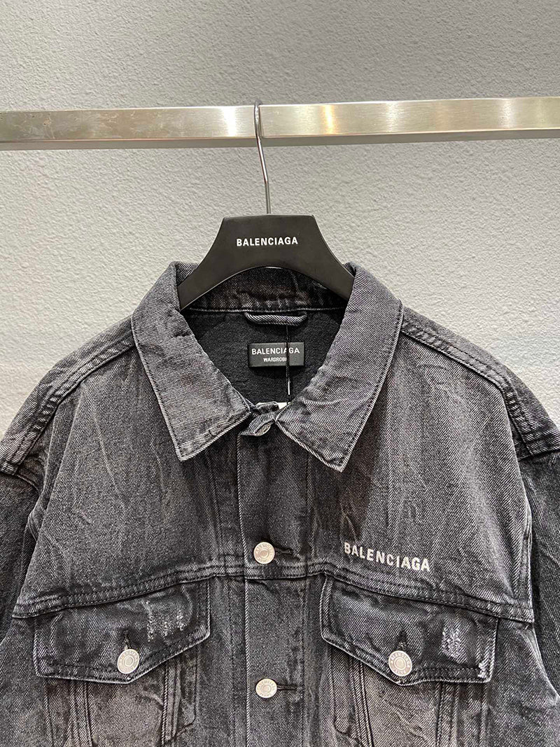 Balenciaga Smiley Face Print Denim Jacket