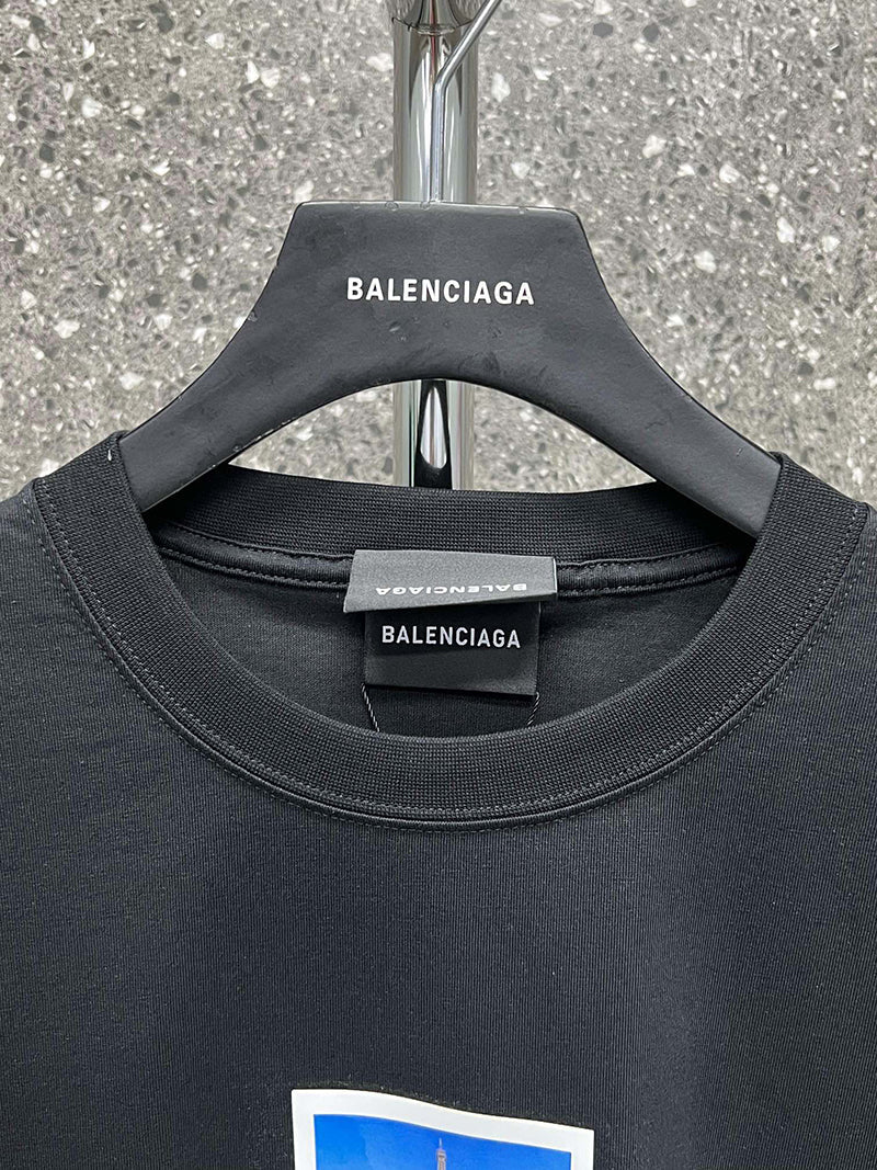 Balenciaga Paris By Day Tight T-shirt Black Faded