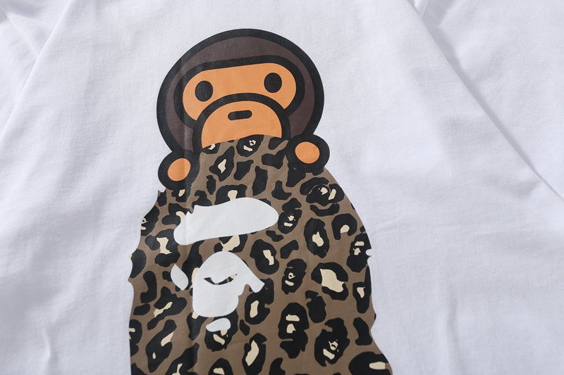 BAPE Leopard Milo On APE HEAD TEE White