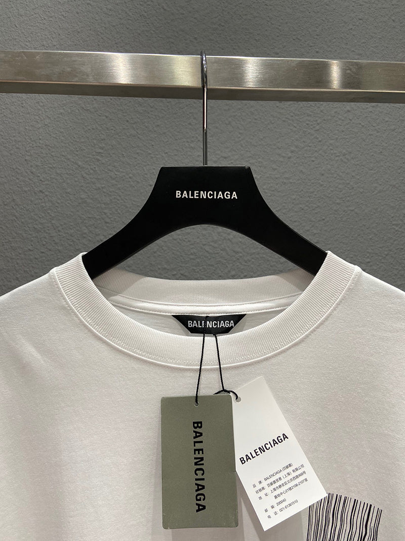 Balenciaga Barcode Logo Oversize T Shirt White