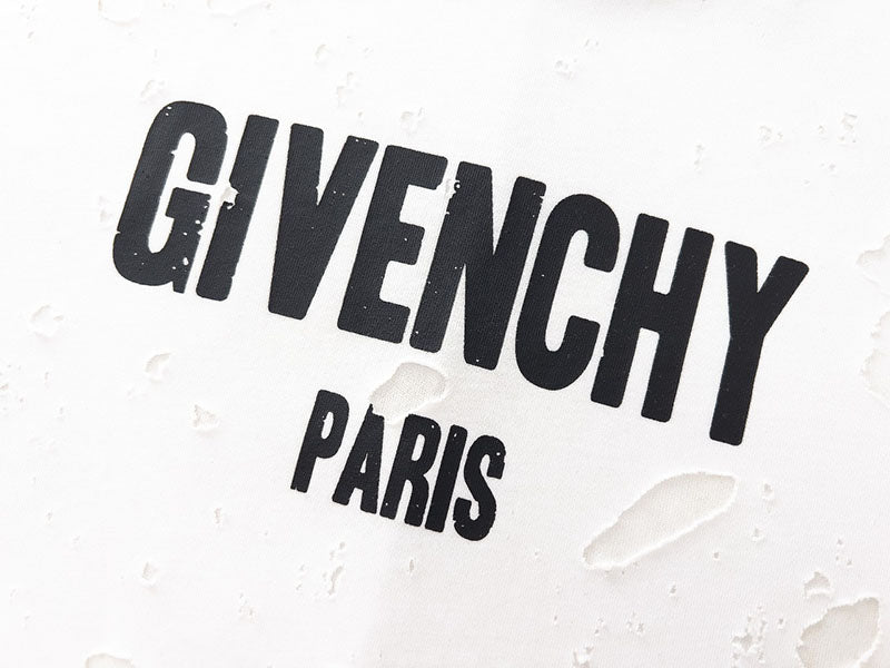 GIVENCHY Paris Distressed Logo T Shirt White/Black