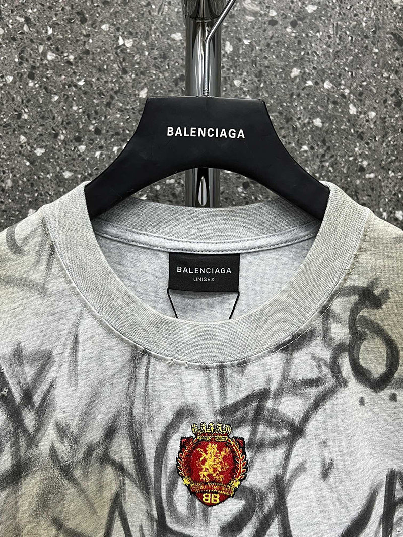 Balenciaga Graffiti T-Shirt Heather Grey