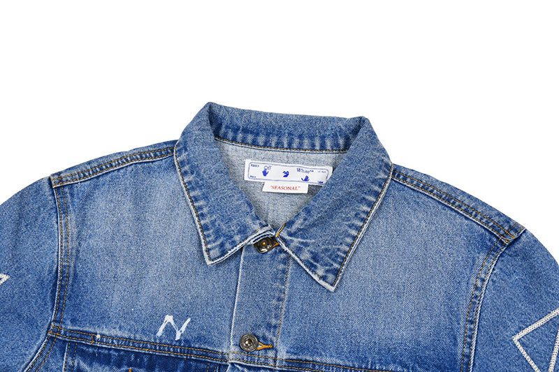 Off-White c/o Virgil Abloh Men's Blue Logo Printed Denim Jacket