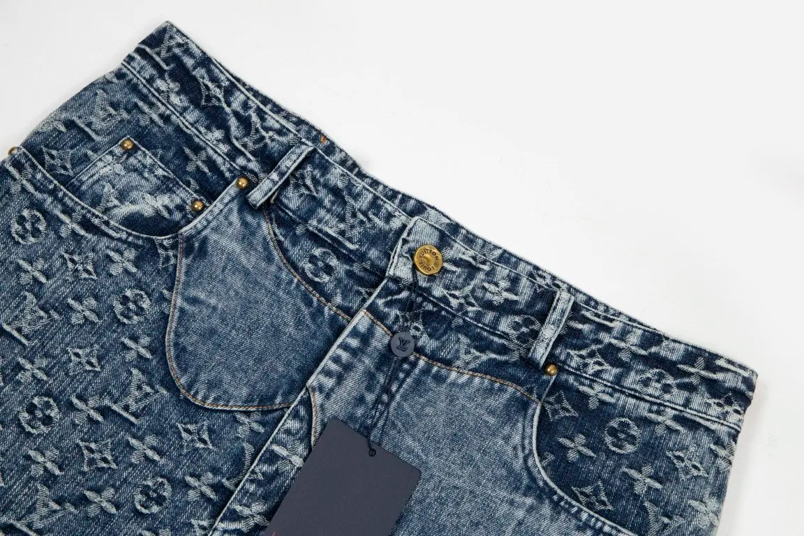 Louis Vuitton patchwork print design denim trousers 12.19