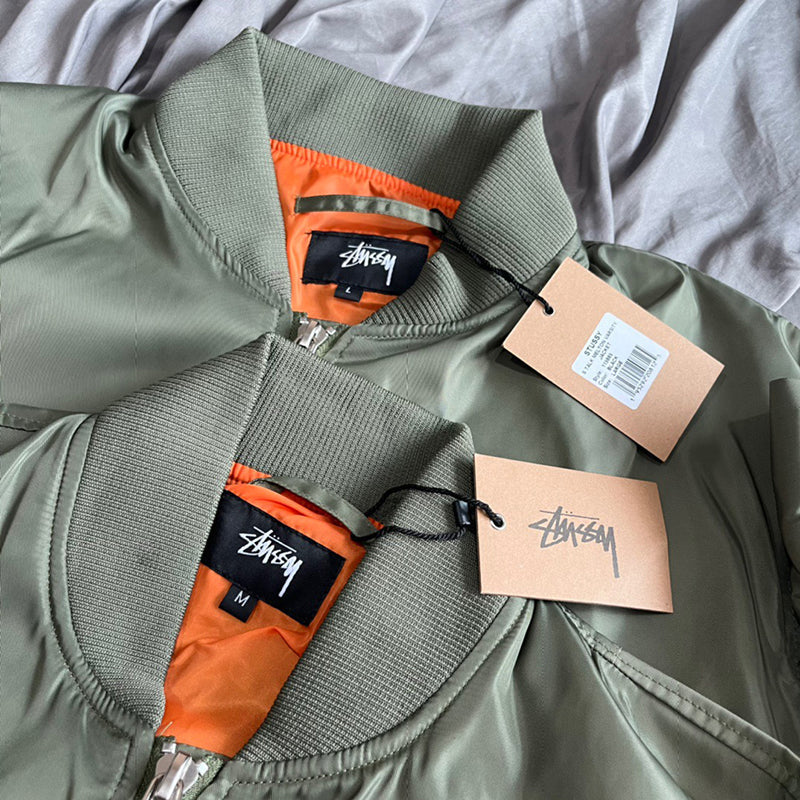 Stussy x CDG Crossover MA1 Back Alphabet Printing Long Sleeves Jacket