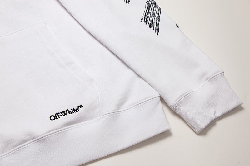 Off-White Scribble Diag-print Cotton Hoodie White