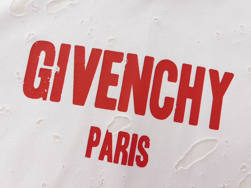 GIVENCHY Paris Distressed Logo T Shirt White/Red