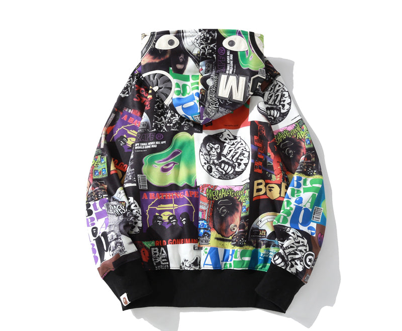 BAPE Album Monogram Shark Hoodie Multicolor