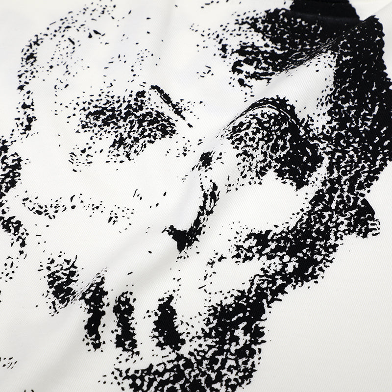 Palm Angels Skull Print Back Logo T-Shirt White & Black