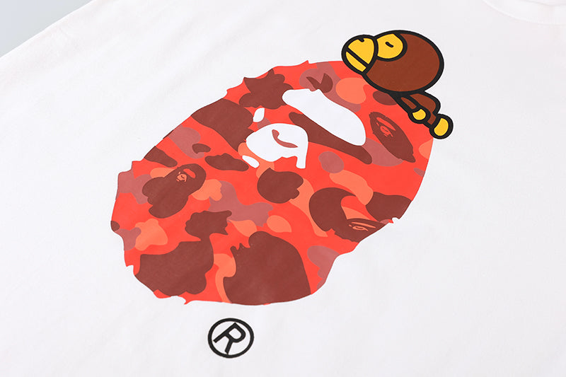 BAPE Color Camo Milo On Big Ape Tee (FW22) White Red
