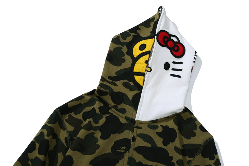 BAPE x Sanrio Milo Hello Kitty Split Face 1st Camo Full Zip Hoodie