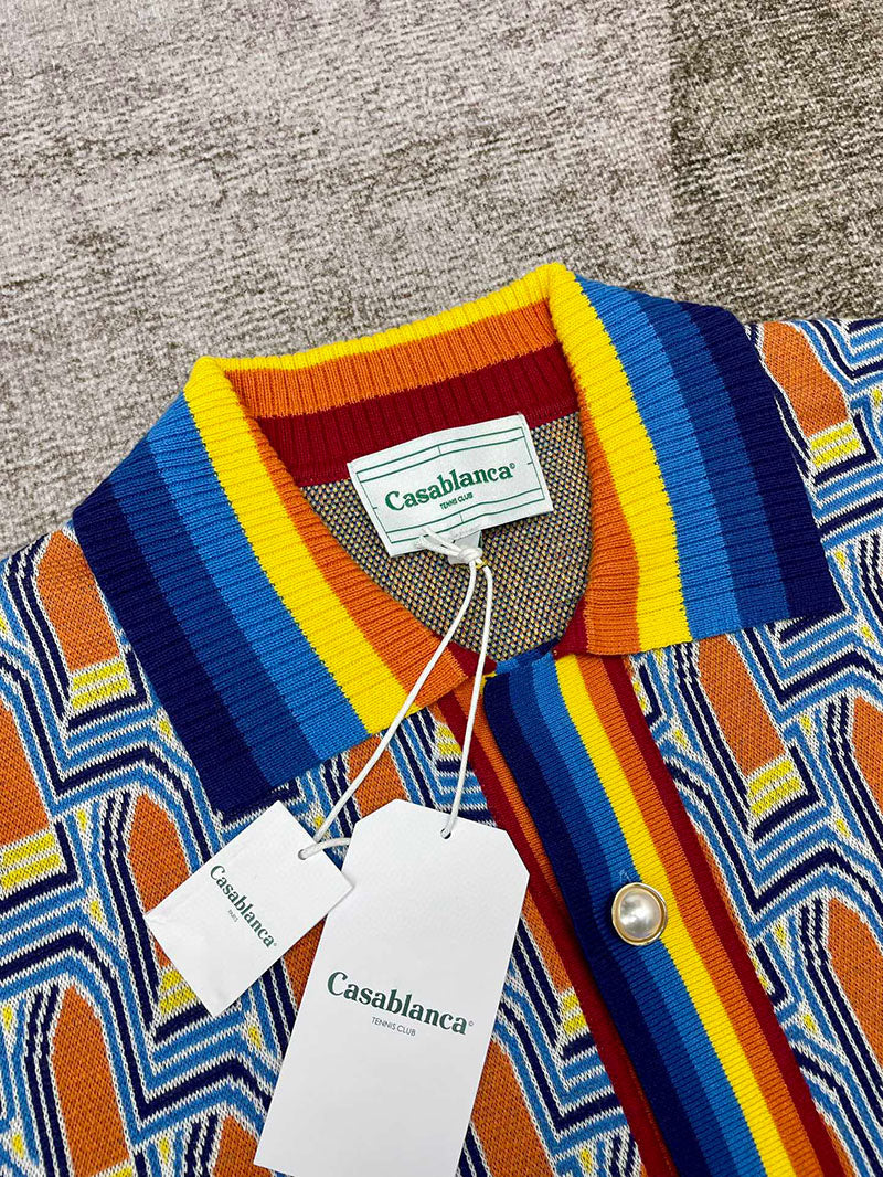 CASABLANCA L'Arche De Nuit Knit Short-Sleeve Shirt