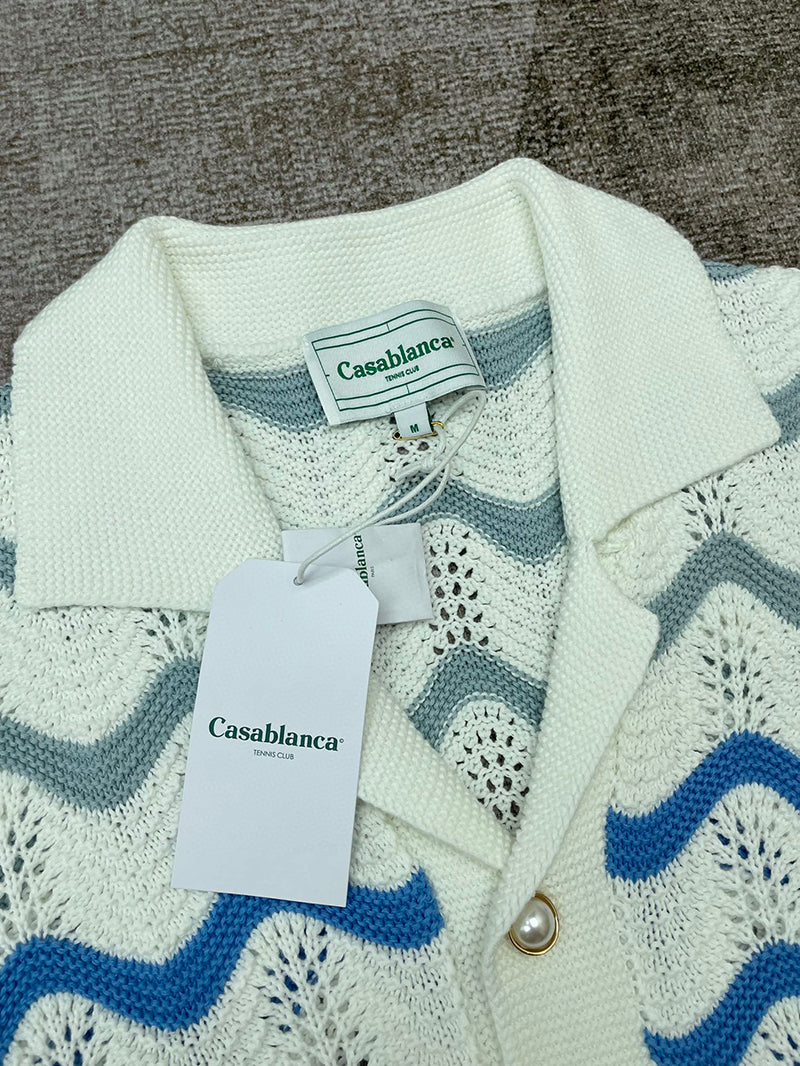 CASABLANCA Gradient Wave Texture Shirt Blue
