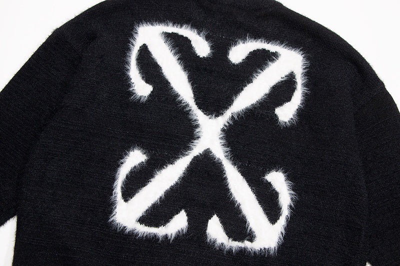 Off-White c/o Virgil Abloh Men's Black Arrow Intarsia Crew-neck Sweater