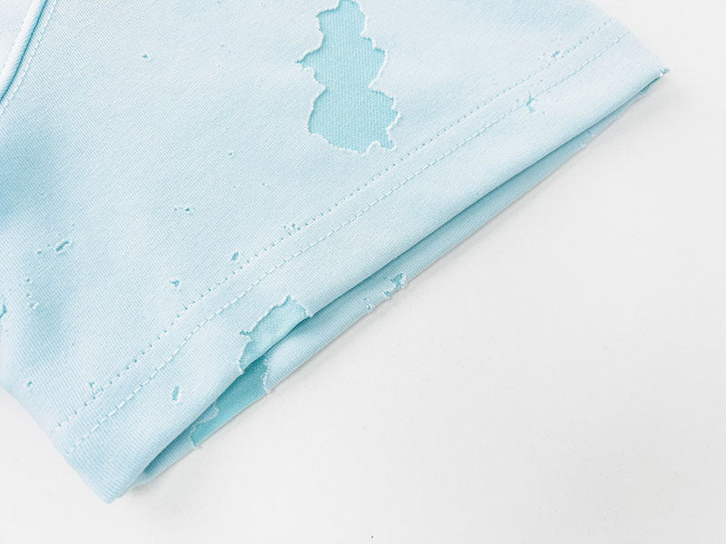 GIVENCHY Paris Distressed Logo T Shirt Sky Blue