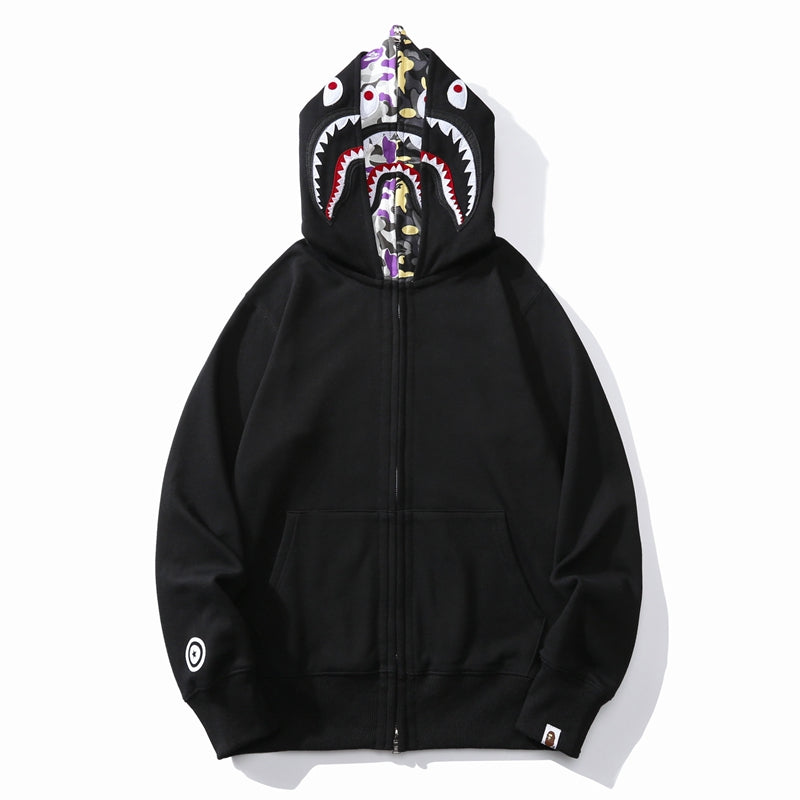 BAPE US Limited Collection Shark Full Zip Double Hoodie Black