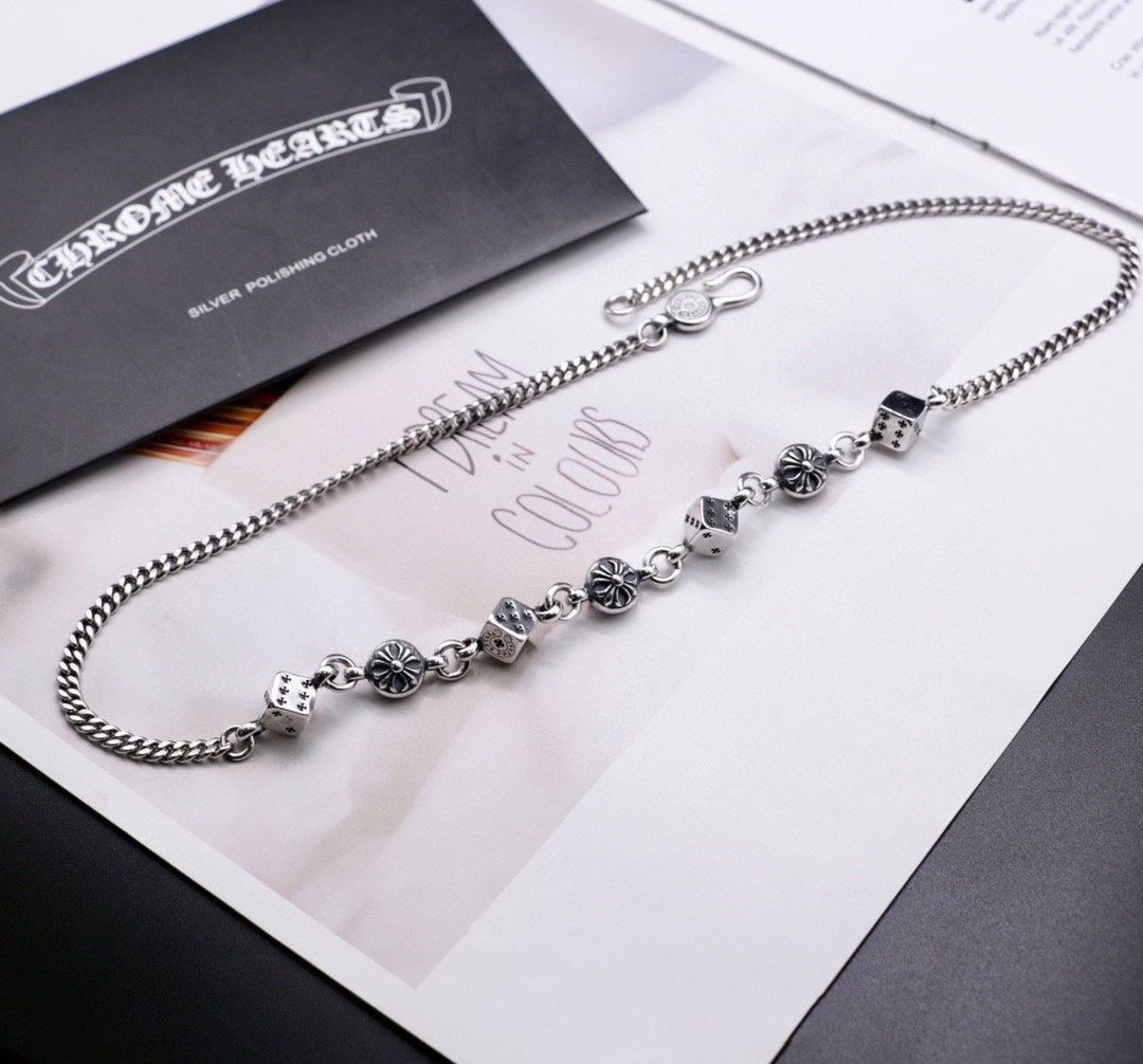 Chrome Hearts - Sterling Silver Cross rock handmade Necklace S925