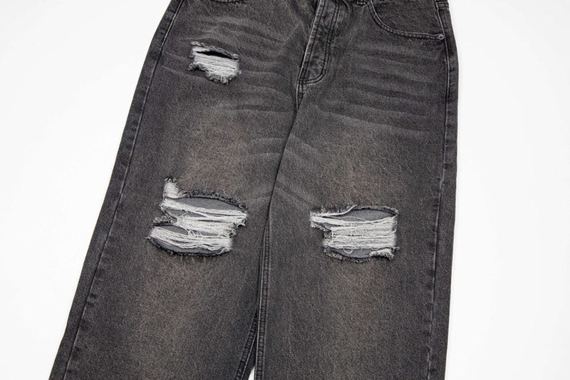 Balenciaga Grey Distressed Baggy Jeans