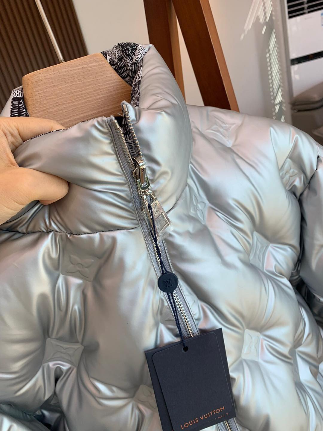 Louis Vuitton Metallic Monogram Flowers Reversible Puffer Jacket