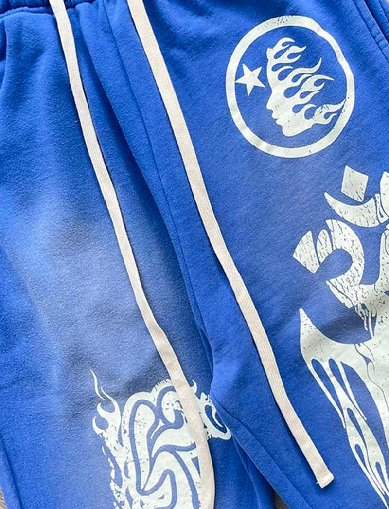 Hellstar Blue Yoga Flare Sweatpants