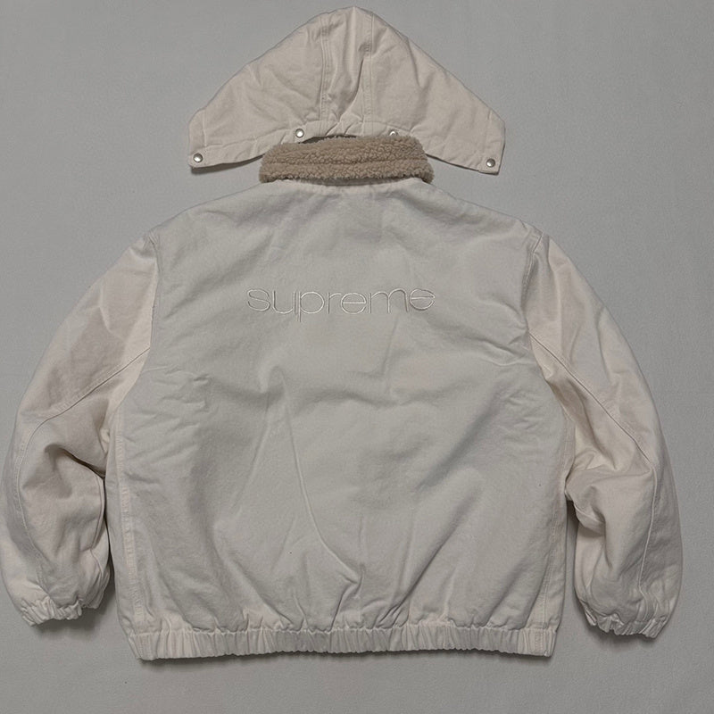 Supreme Faux Shearling Lined Bomber Jacket White