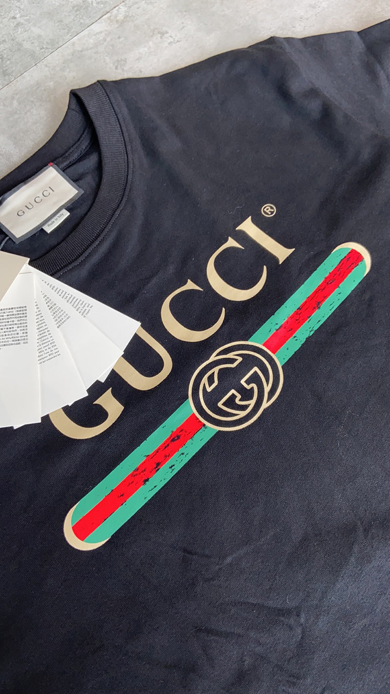 Gucci Cotton Jersey Oversize With Logo Black