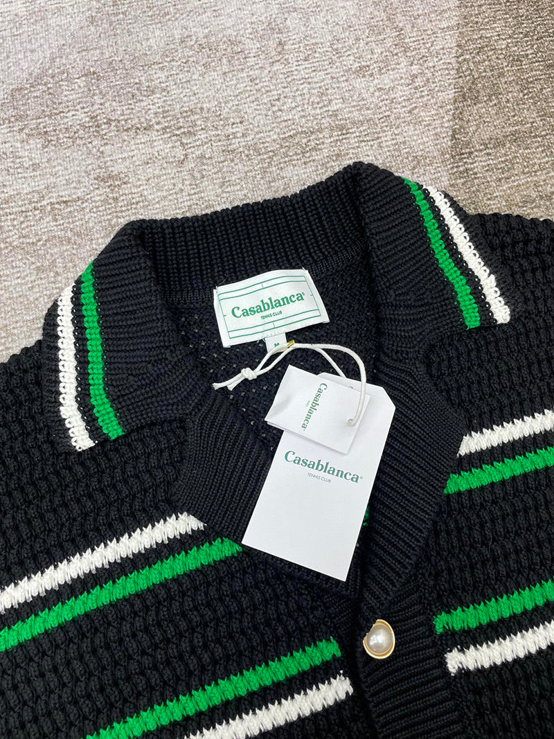 CASABLANCA Crochet Tennis Shirt Blackk