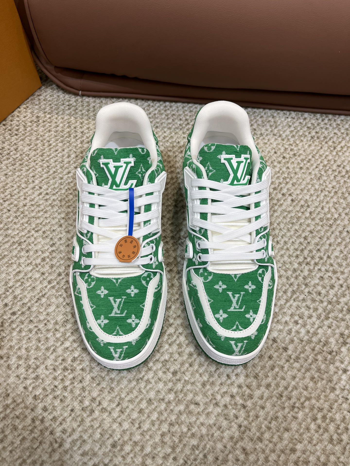 Louis Vuitton Trainer Green Monogram Textile