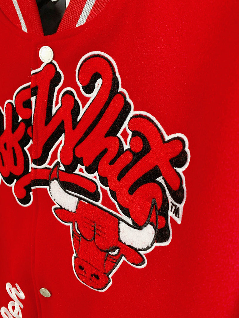 OFF-WHITE c/o Chicago Bulls Red Varsity Jacket
