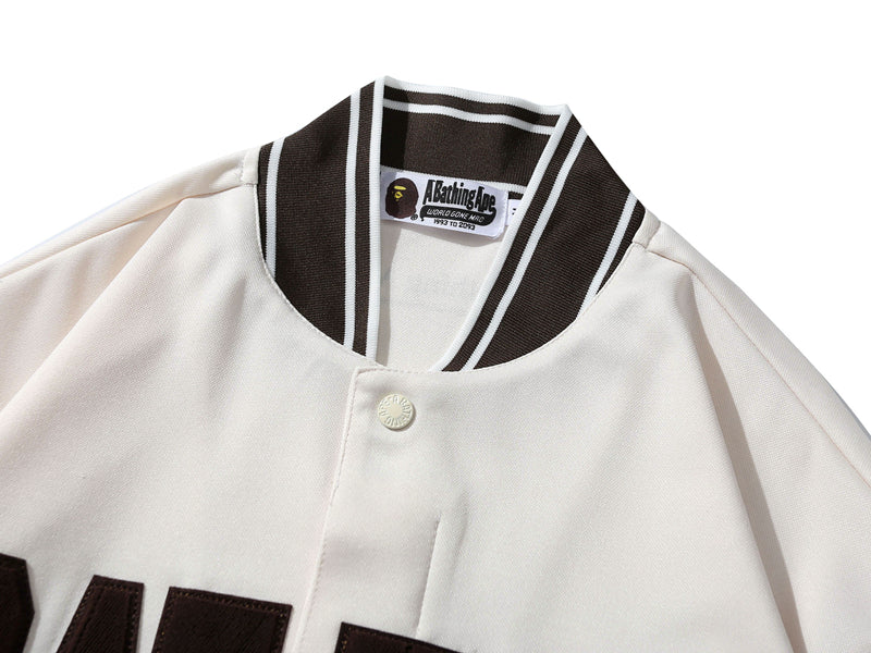 A BATHNIG APE BASEBALL JERSEY S/S SHIRT White