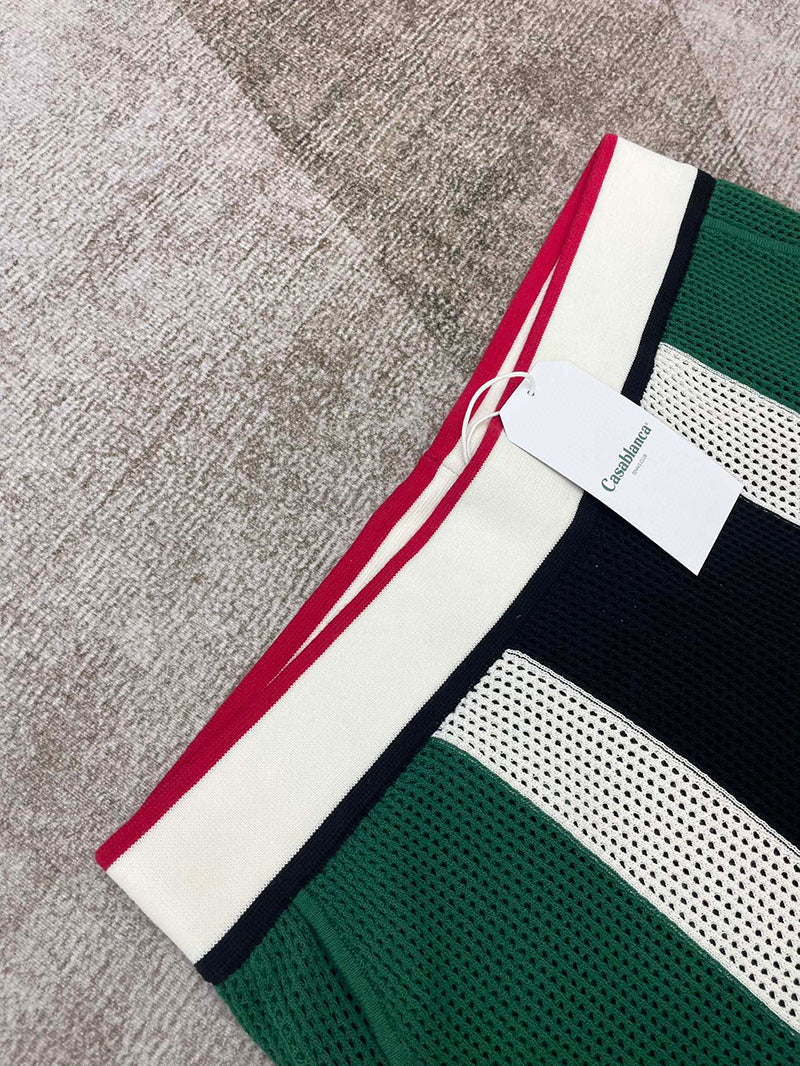 CASABLANCA  Striped Mesh Shorts 'Green/White Stripe'